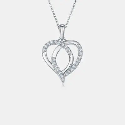 Moissanite 925 Sterling Silver Heart Shape Necklace - GlossiChic Collectionjewelry