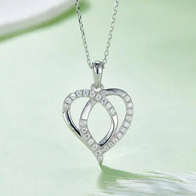 Moissanite 925 Sterling Silver Heart Shape Necklace - GlossiChic Collectionjewelry