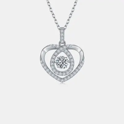 Moissanite 925 Sterling Silver Heart Shape Necklace - GlossiChic Collectionjewelry