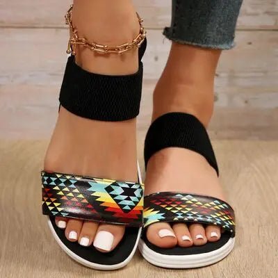 PU Leather Open Toe Low Heel Sandals - GlossiChic CollectionShoes & Accessories