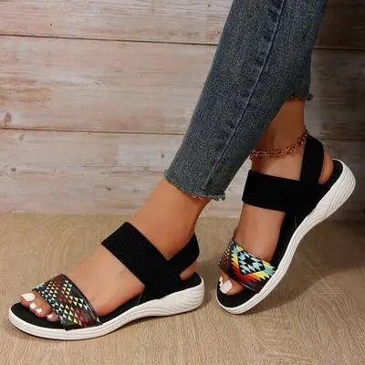 PU Leather Open Toe Low Heel Sandals - GlossiChic CollectionShoes & Accessories