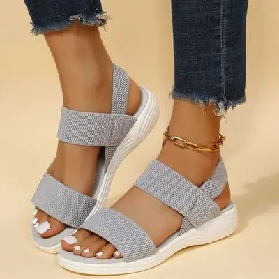 Rubber Open Toe Low Heel Sandals - GlossiChic CollectionShoes & Accessories