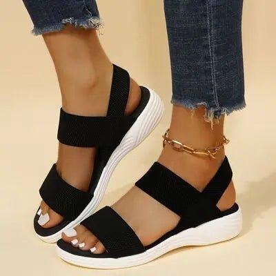 Rubber Open Toe Low Heel Sandals - GlossiChic CollectionShoes & Accessories