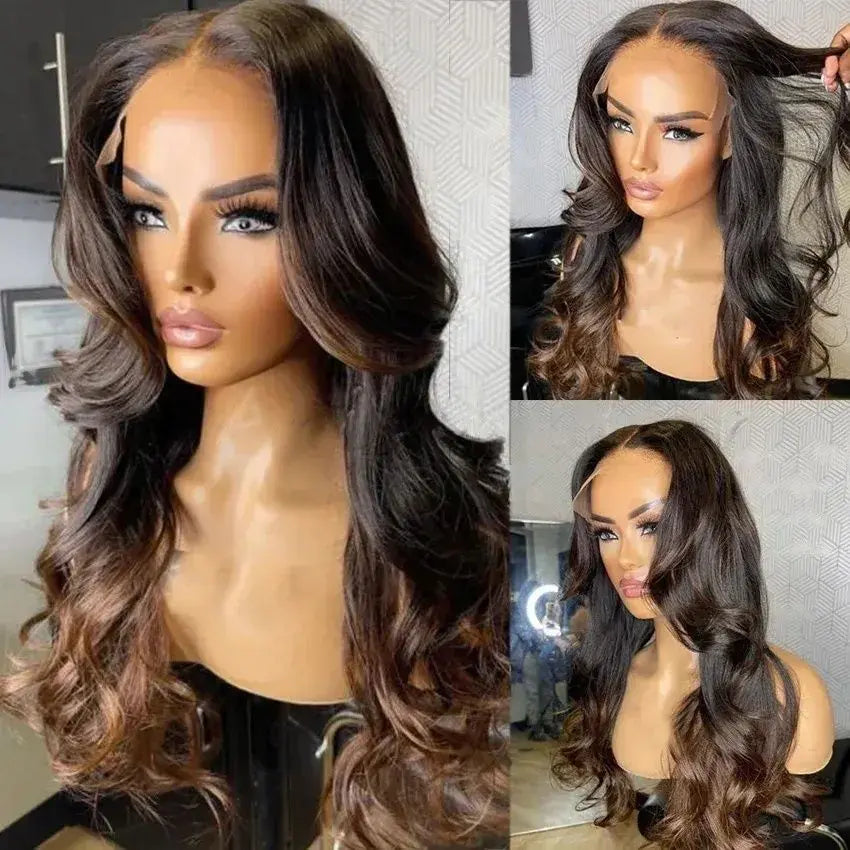 Glueless pre plucked swiss lace front wig raw brazilian virgin ombre colored lace frontal closure human hair wig - GlossiChic Collection 10 Inches / lace front wig GlossiChic Collection Lace Wigs